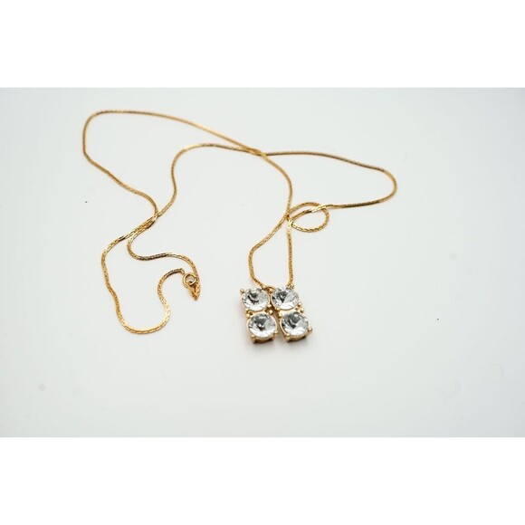 Rhinestone pendant gold tone chain necklace marked - Picture 1 of 4